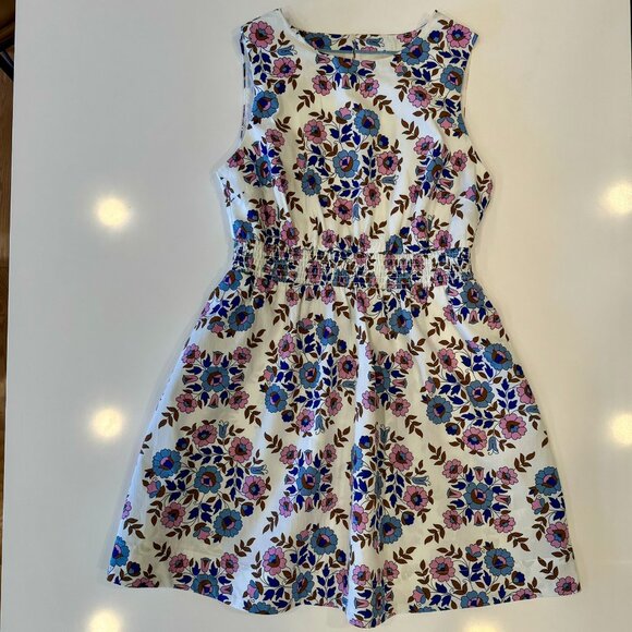 Boden Smocked Waist Mini Dress in Multi/Wildflower Prairie - size 8P - Picture 8 of 16